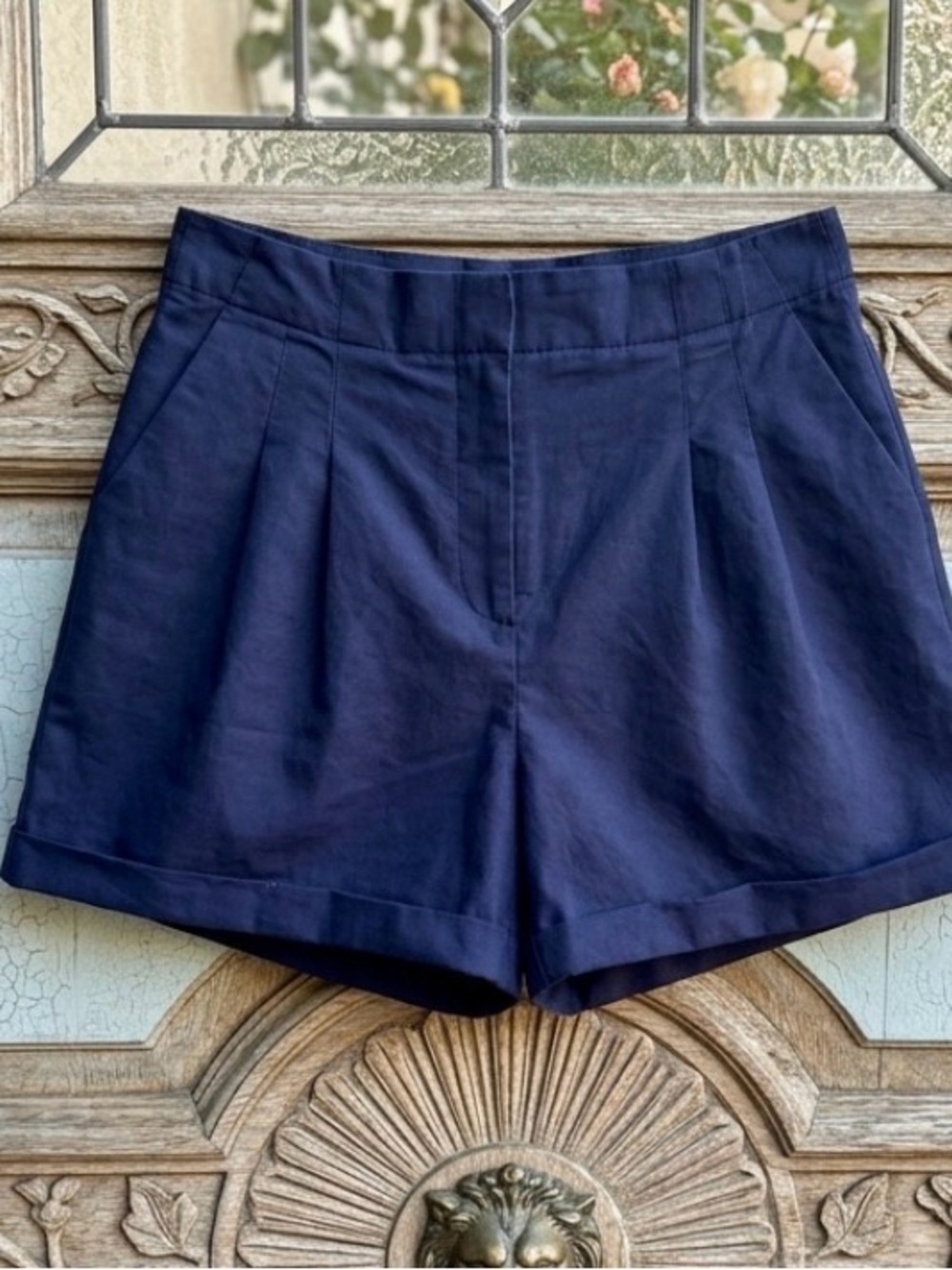 Vineyard Vines Navy High-Waist Pleated Women's Shorts